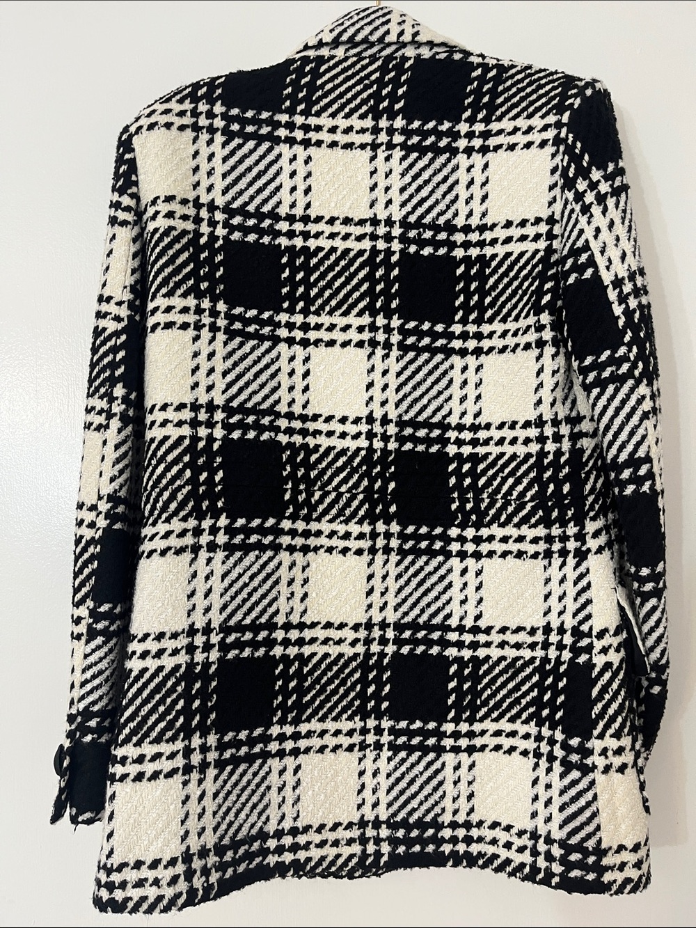 Massimo Dutti Black and White Plaid Blazer Jacket - Picture 4 of 7